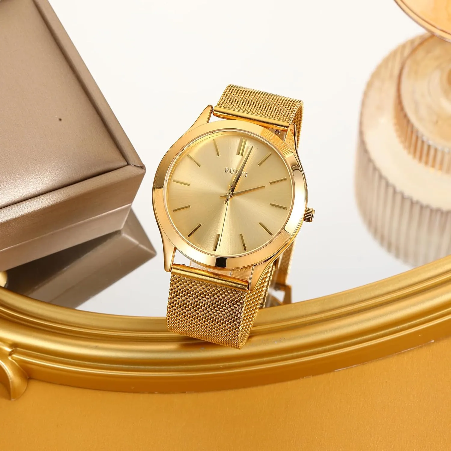 BUREI Men Watches Fashion Analog Stainless Steel Quartz Waterproof Watches,Gift for Men.
