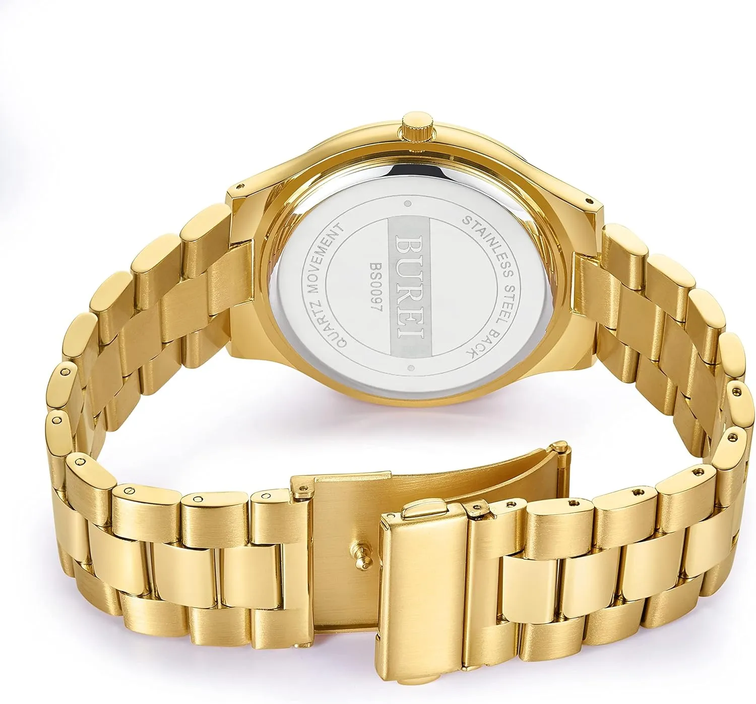 BUREI Men Watches Fashion Analog Stainless Steel Quartz Waterproof Watches,Gift for Men.