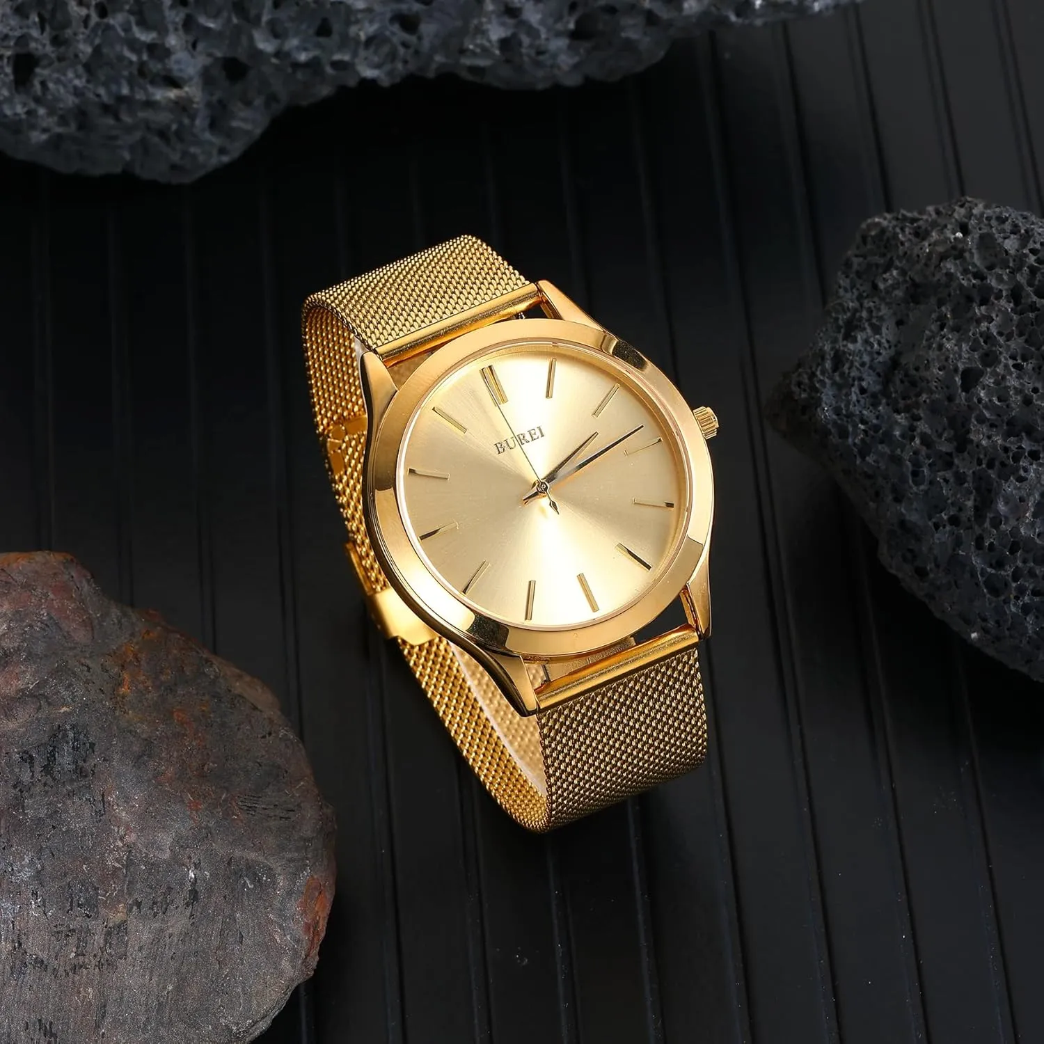 BUREI Men Watches Fashion Analog Stainless Steel Quartz Waterproof Watches,Gift for Men.