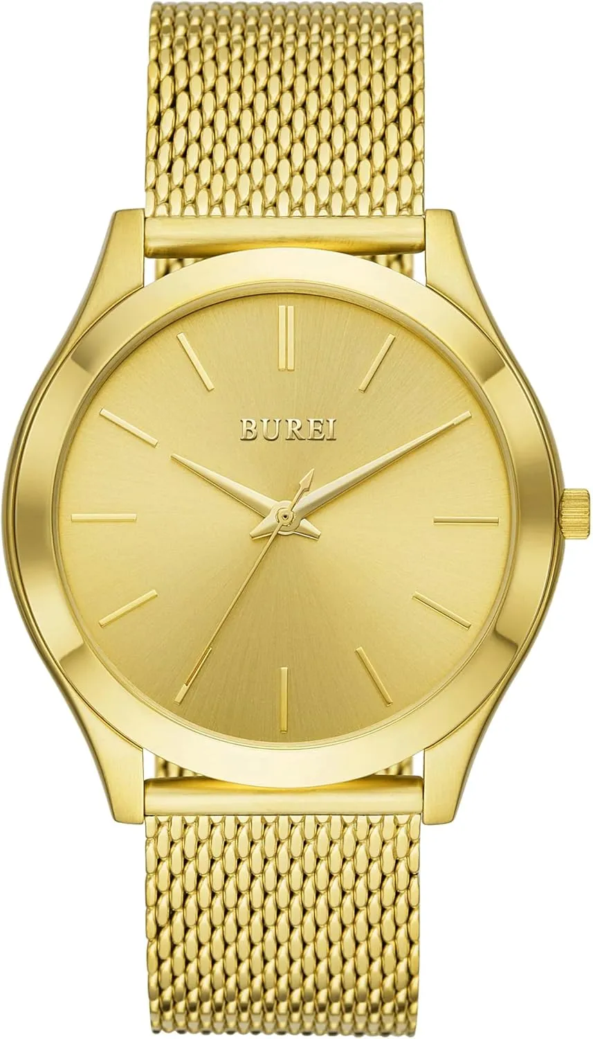 BUREI Men Watches Fashion Analog Stainless Steel Quartz Waterproof Watches,Gift for Men.