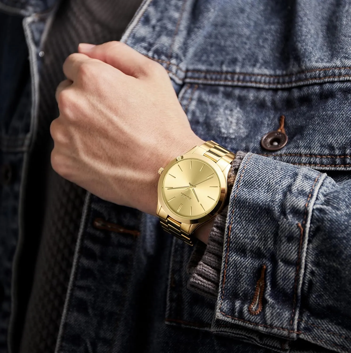 BUREI Men Watches Fashion Analog Stainless Steel Quartz Waterproof Watches,Gift for Men.