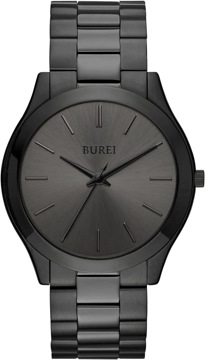 BUREI Men Watches Fashion Stainless Steel Analog Quartz Watches Business Waterproof Wristwatch,Gift for Men