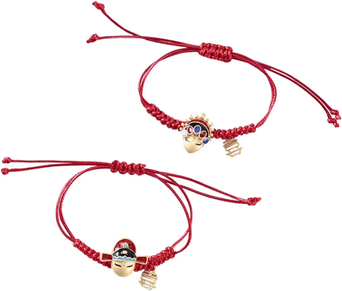 Charm Bracelet Chinese Red String Woven Rope Chinese Face Mask Fashion Women