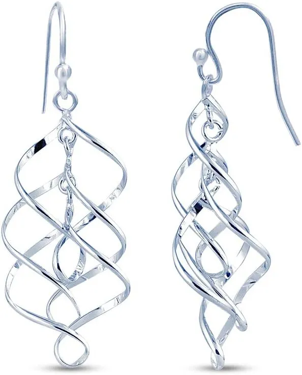 Charmsy 925 Sterling Silver Infinity Knot Twist French Wire Drop Dangle Earrings for Women