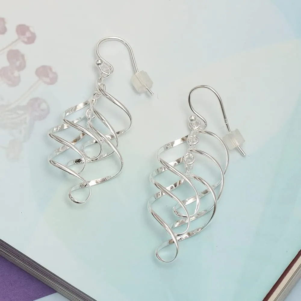 Charmsy 925 Sterling Silver Infinity Knot Twist French Wire Drop Dangle Earrings for Women