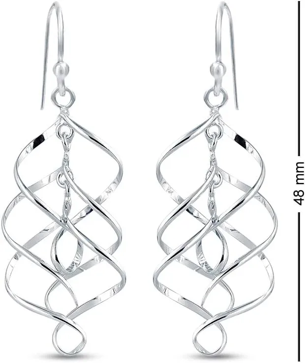 Charmsy 925 Sterling Silver Infinity Knot Twist French Wire Drop Dangle Earrings for Women