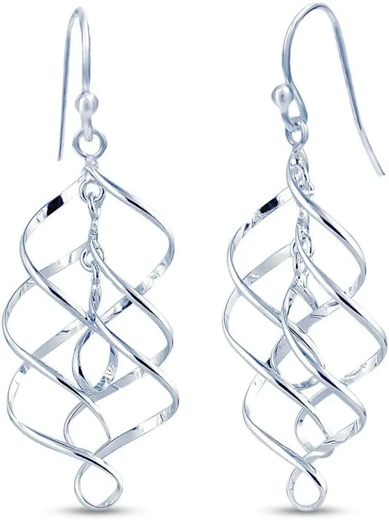 Charmsy 925 Sterling Silver Infinity Knot Twist French Wire Drop Dangle Earrings for Women