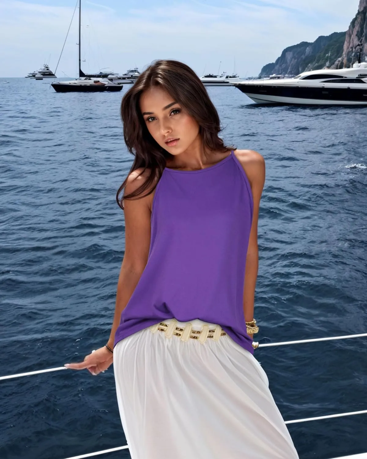 CHICGAL Womens Tank Tops Summer Camisole Halter Tops Sleeveless Scoop Neck Tees Blouses