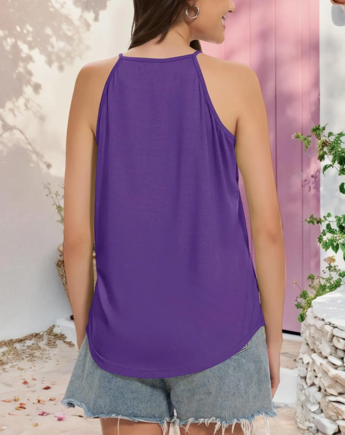CHICGAL Womens Tank Tops Summer Camisole Halter Tops Sleeveless Scoop Neck Tees Blouses
