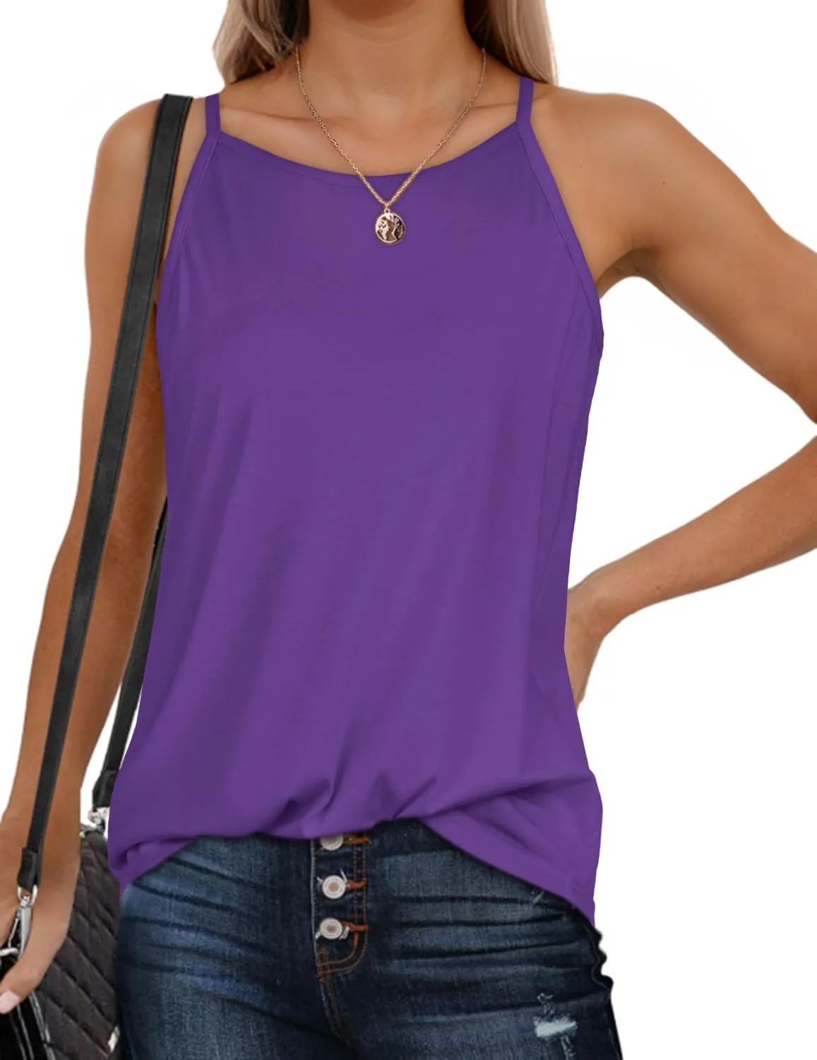 CHICGAL Womens Tank Tops Summer Camisole Halter Tops Sleeveless Scoop Neck Tees Blouses