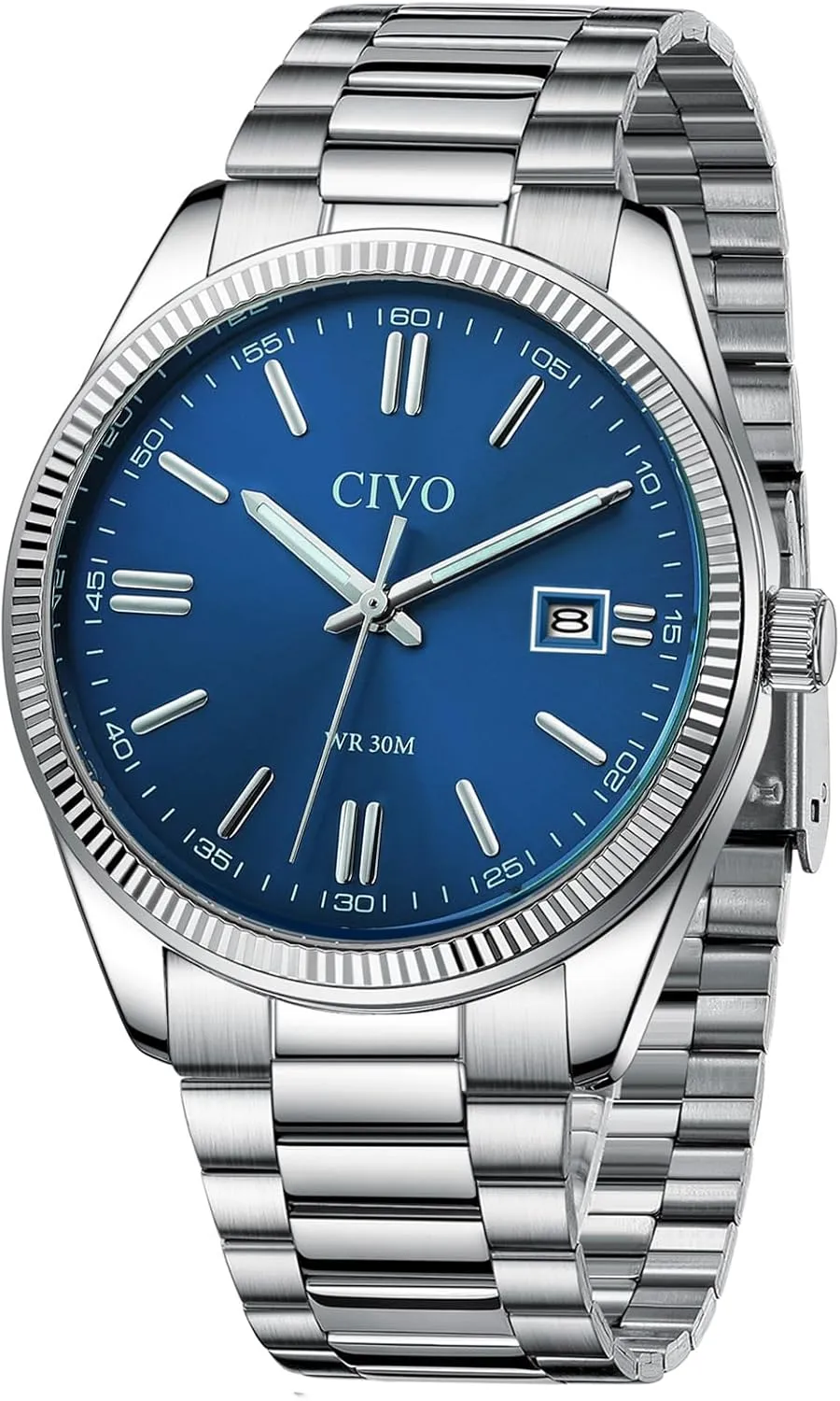 CIVO Analog Mens Watches Silver: Wrist Watches with Date Easy to Read - Dress Stainless Steel Watch for Men Gifts for Husband Father at Birthday Anniversary