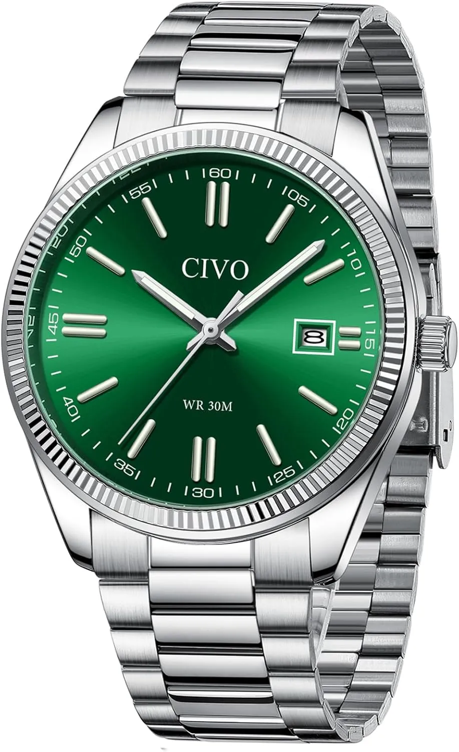 CIVO Analog Mens Watches Silver: Wrist Watches with Date Easy to Read - Dress Stainless Steel Watch for Men Gifts for Husband Father at Birthday Anniversary