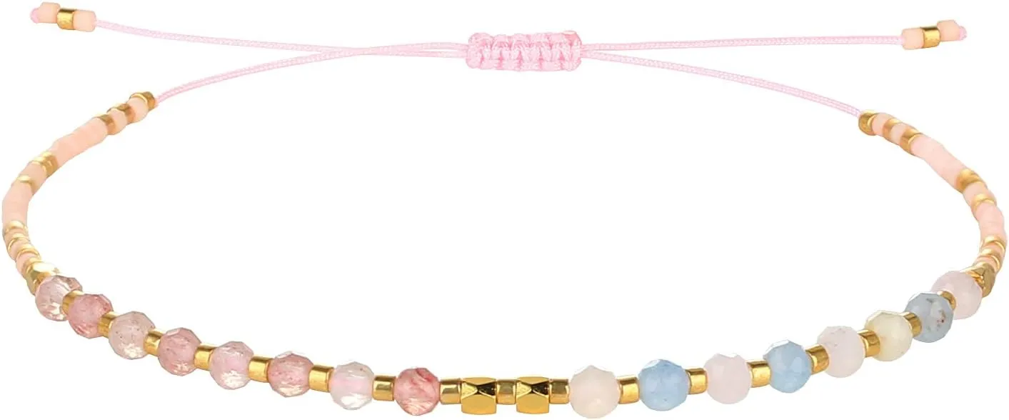 CQUAN CHI Charm Crystal Seed Bead Bracelet Handmade Strand Friendship Bracelet for Women Jewelry