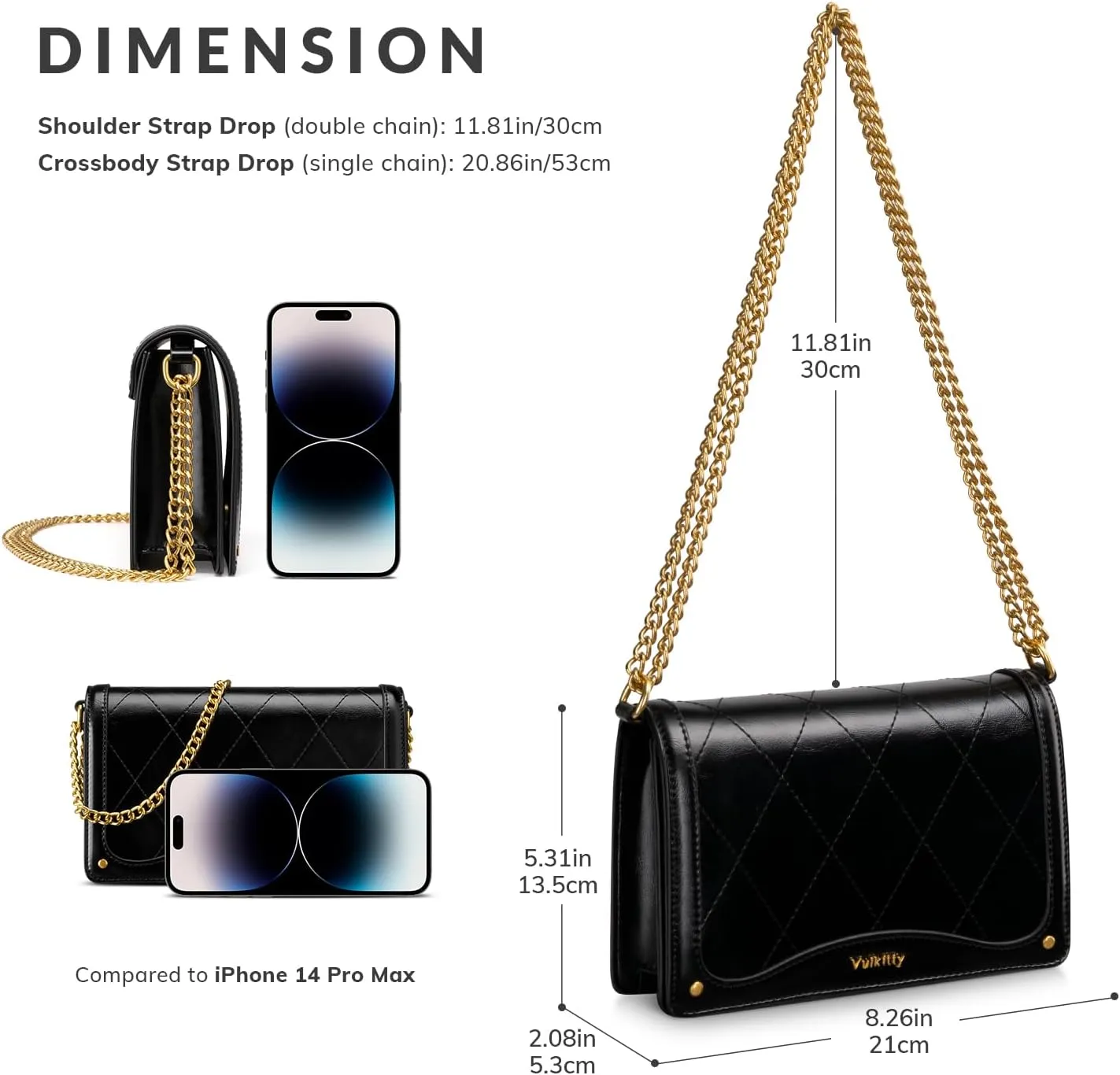 Crossbody Purse for Women Black Quilted Patent Leather Trendy Clutch Bag with Gold Chain for Night Out Party