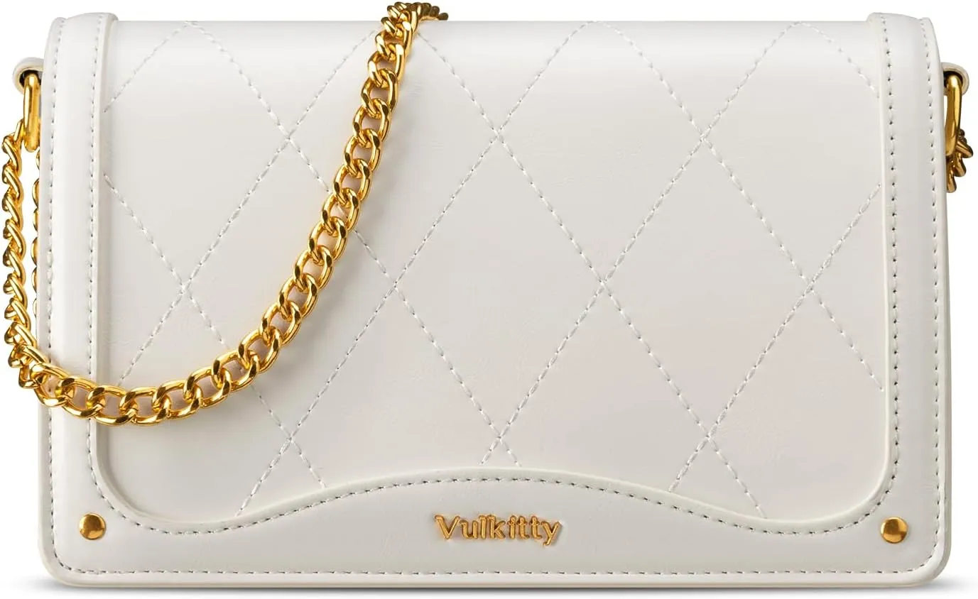Crossbody Purse for Women Black Quilted Patent Leather Trendy Clutch Bag with Gold Chain for Night Out Party