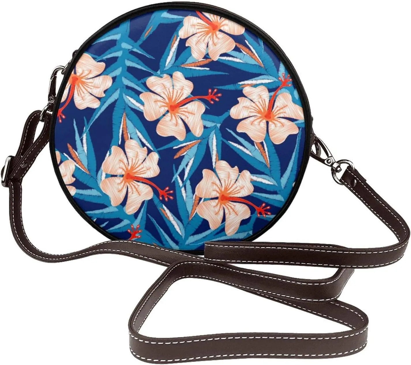 Crossbody Purse for Women, PU Leather Round Crossbody Bag, Mini Purses Handbags with Strap Zipper
