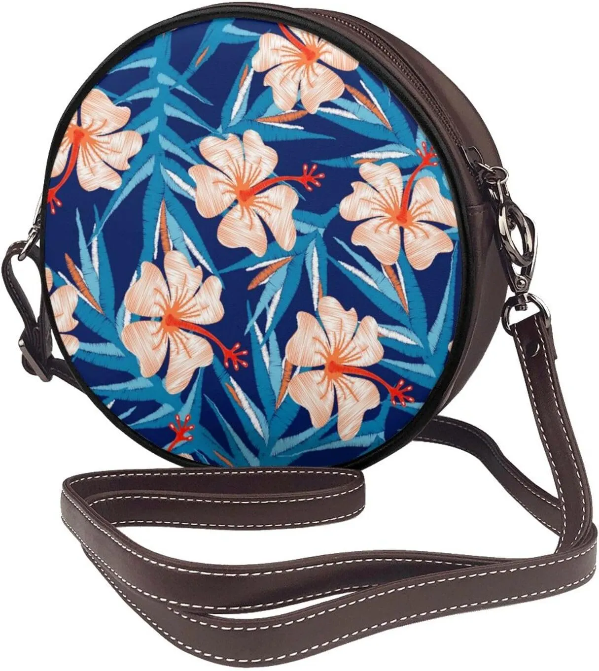Crossbody Purse for Women, PU Leather Round Crossbody Bag, Mini Purses Handbags with Strap Zipper