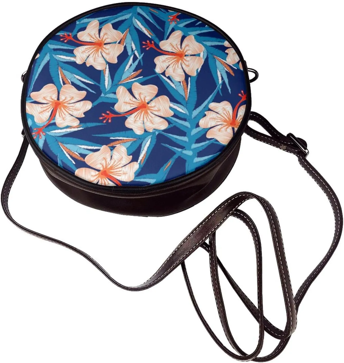 Crossbody Purse for Women, PU Leather Round Crossbody Bag, Mini Purses Handbags with Strap Zipper
