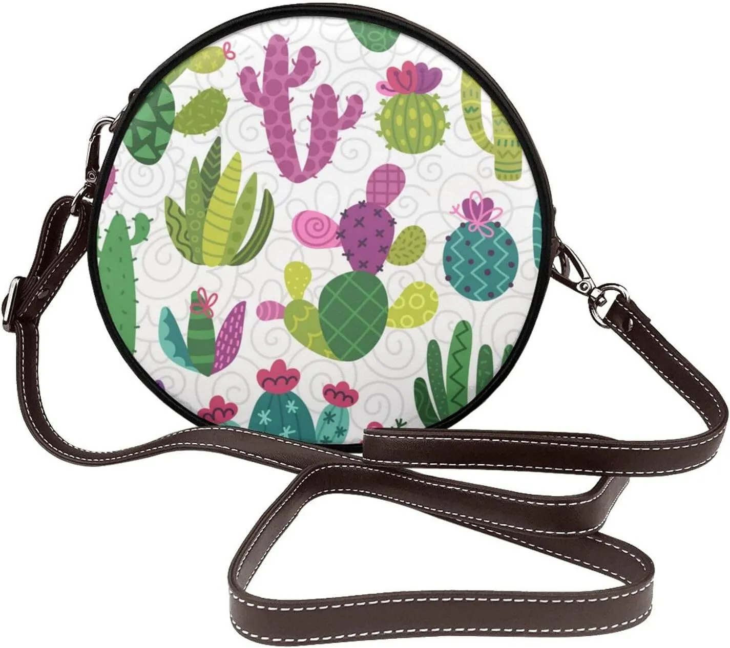 Crossbody Purse for Women, PU Leather Round Crossbody Bag, Mini Purses Handbags with Strap Zipper