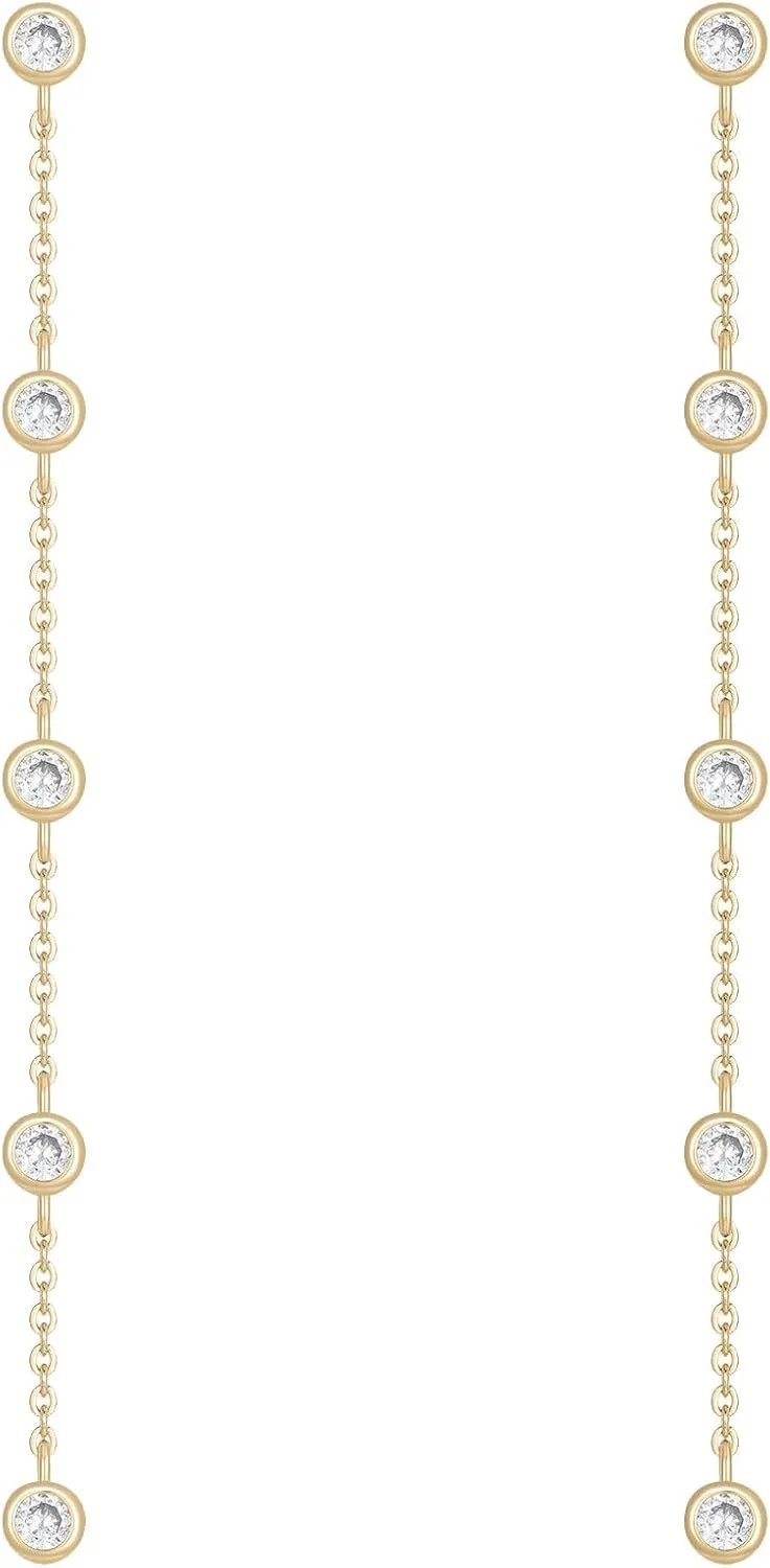 Dainty Pearl Drop Earrings | 18K Gold | 5 Pearl Droplet Earrings | Handmade Women's Drop & Linear Pearl Earrings