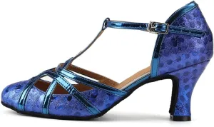 DKZSYIM Glitter Women Latin Dance Shoes Closed Toe Ballroom Salsa Tango Practice Performence Party Dancing Shoes,Model CMJ-511