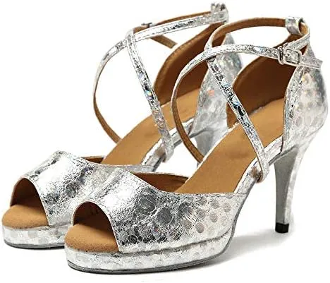 DKZSYIM Women's Latin Dance Shoes Ballroom Practice Performance Dance Shoes Model YCL391
