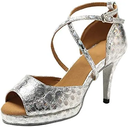 DKZSYIM Women's Latin Dance Shoes Ballroom Practice Performance Dance Shoes Model YCL391