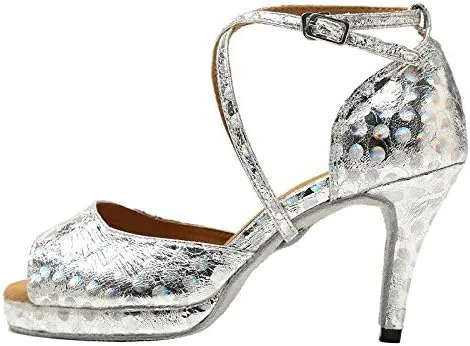 DKZSYIM Women's Latin Dance Shoes Ballroom Practice Performance Dance Shoes Model YCL391