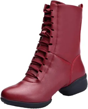 DKZSYIM Women's Leather Sailor Dance Shoes Boost Dance Sneaker/Modern Jazz Ballroom Performance Sports Shoes,Model YMJ-GBX