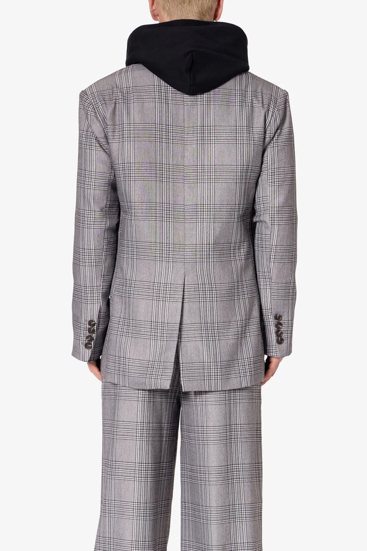 Double Breasted Suit Jacket - Black/Grey