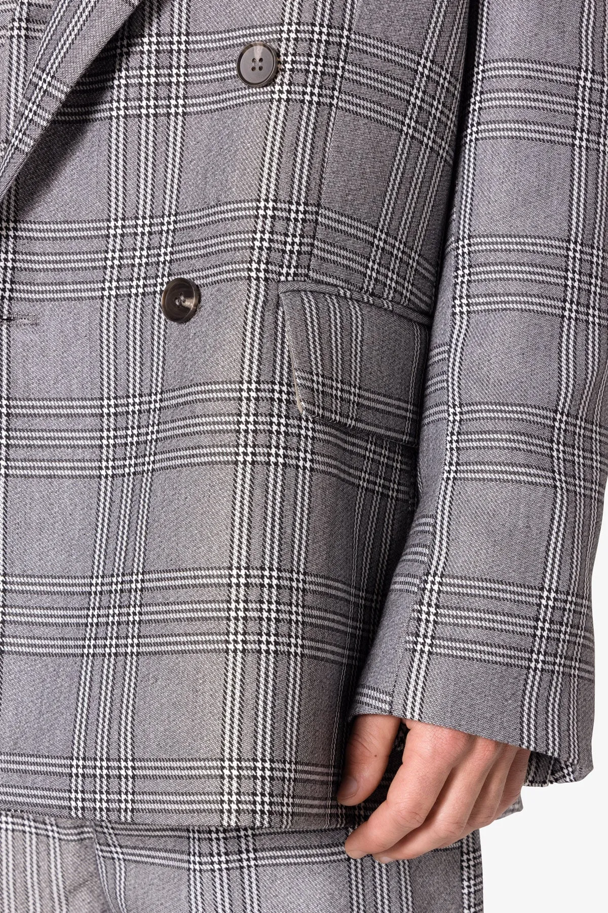 Double Breasted Suit Jacket - Black/Grey