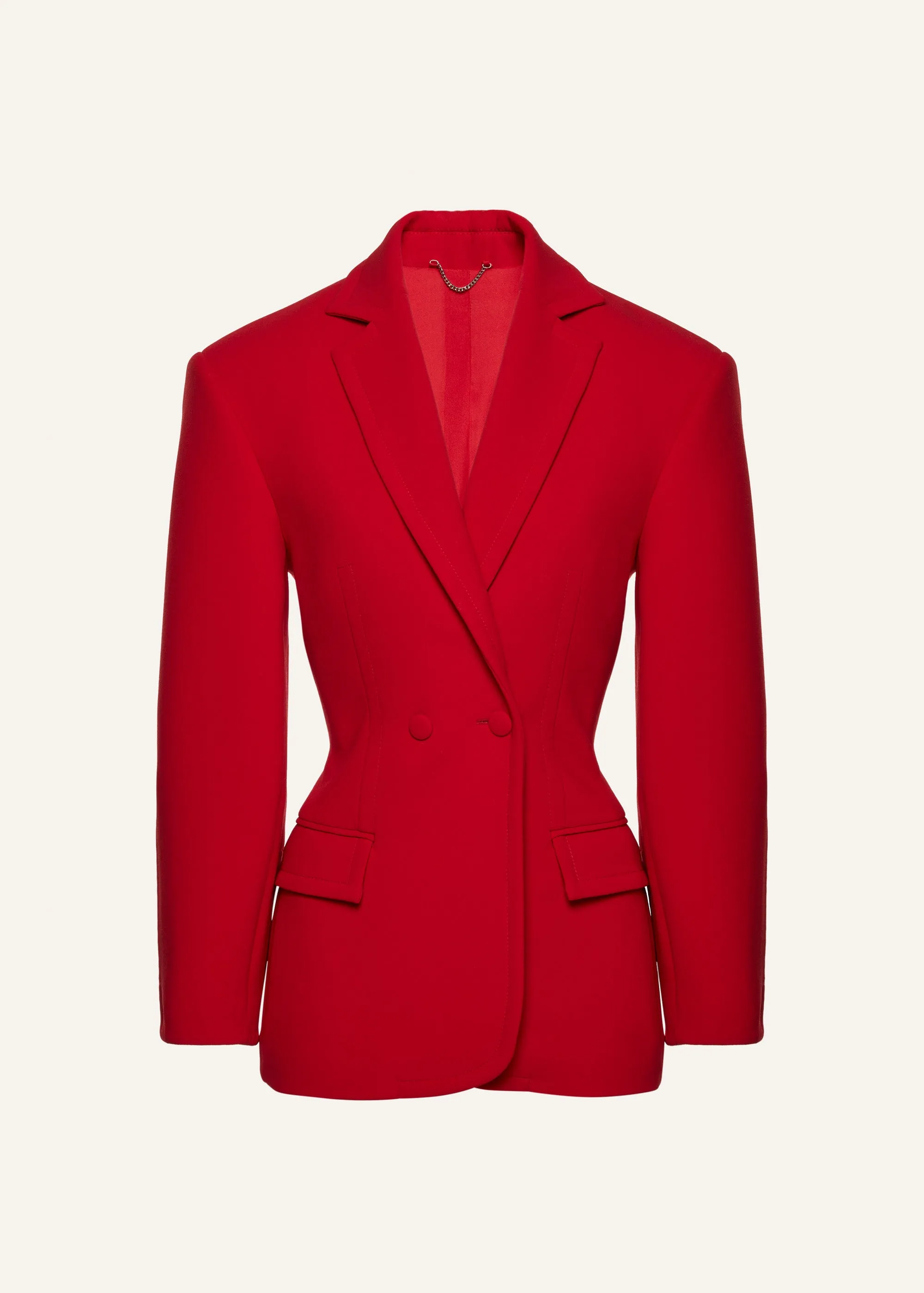 Double-button hourglass blazer in red