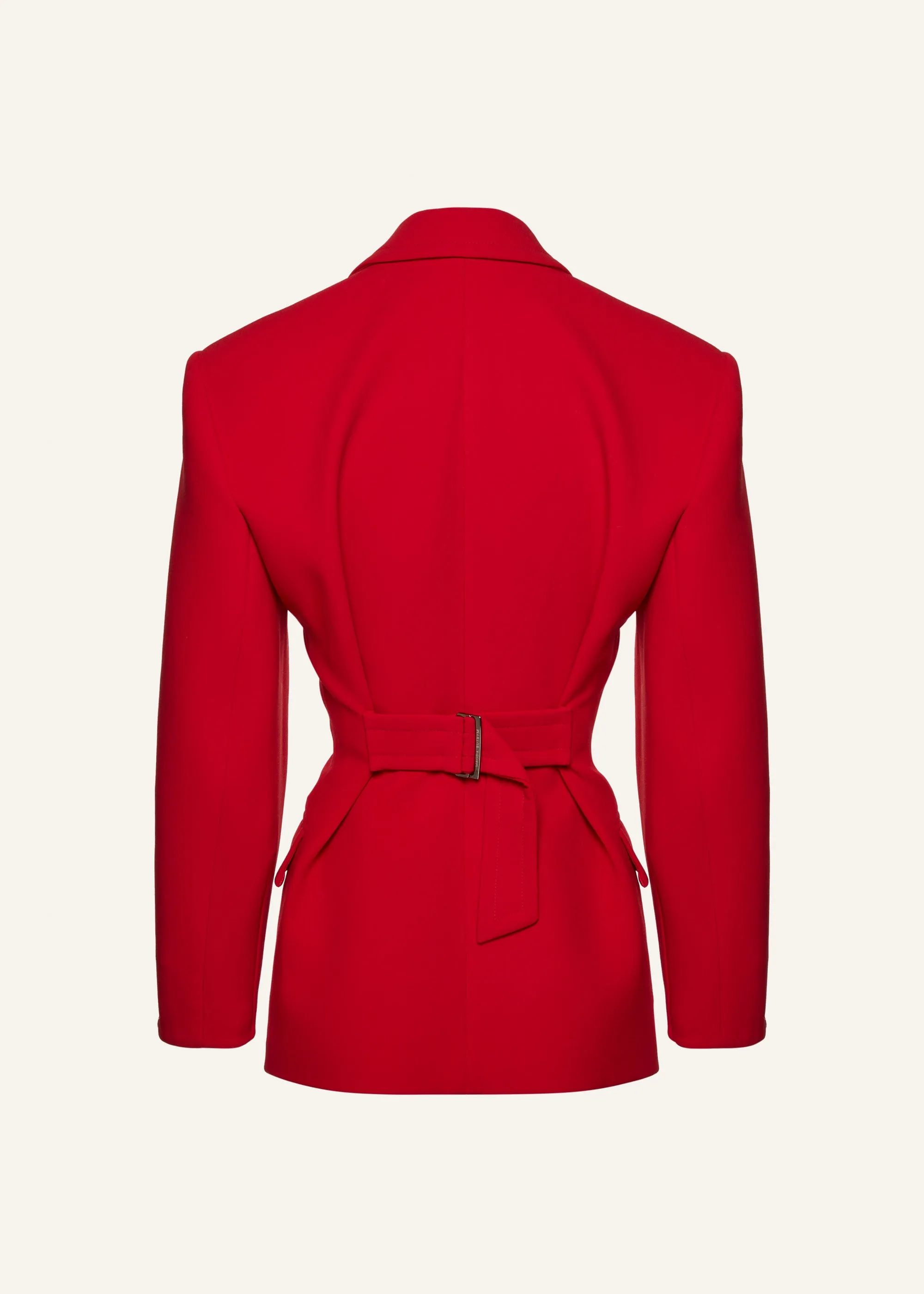 Double-button hourglass blazer in red