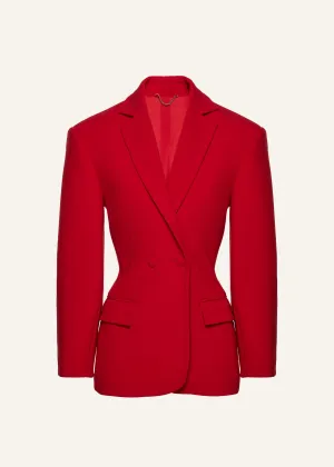 Double-button hourglass blazer in red