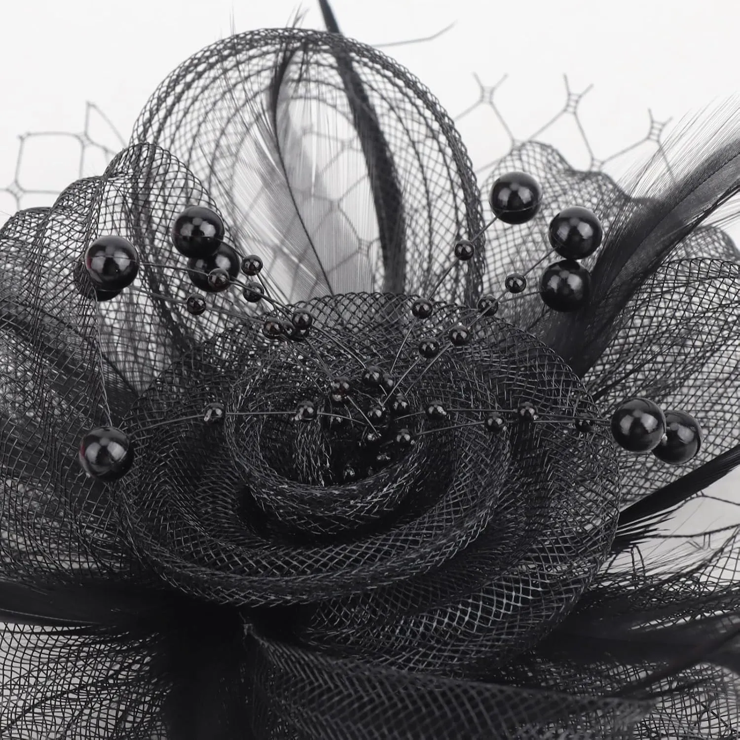 DRESHOW Fascinators Hat Feather Headband Women's Fascinators Tea Party Headwear with Clip Flower Head Band for Girls & Women