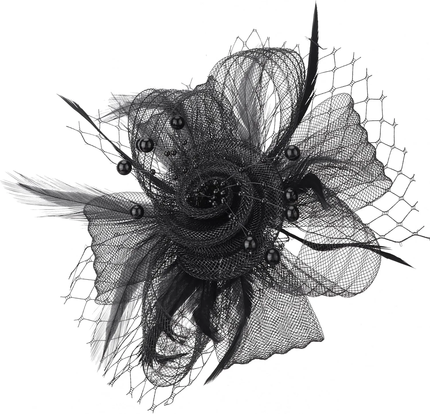 DRESHOW Fascinators Hat Feather Headband Women's Fascinators Tea Party Headwear with Clip Flower Head Band for Girls & Women