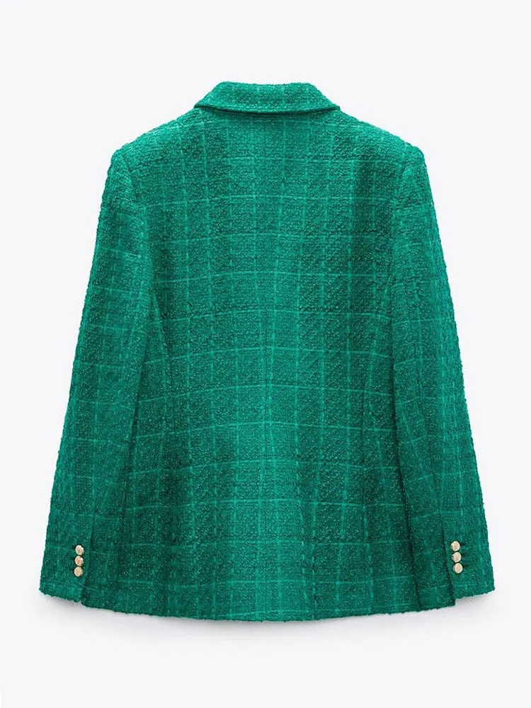 DressBetty - Double Breasted Textures Green Blazer