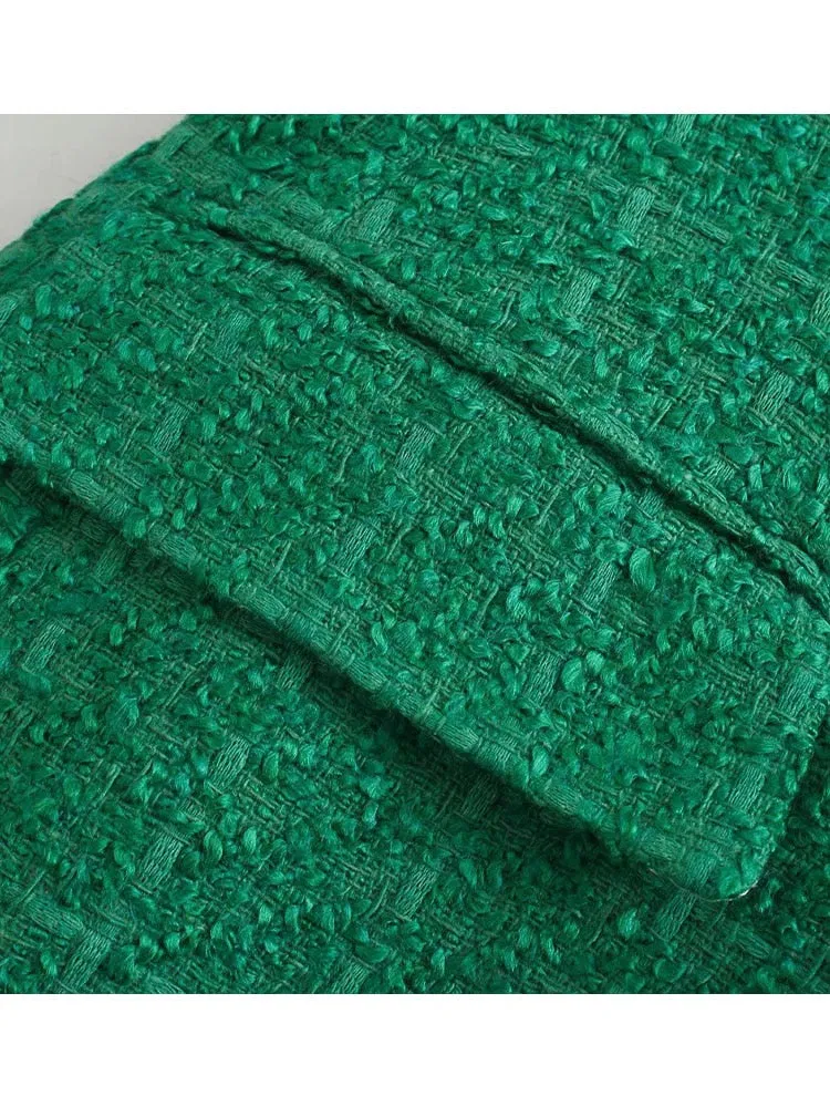 DressBetty - Double Breasted Textures Green Blazer