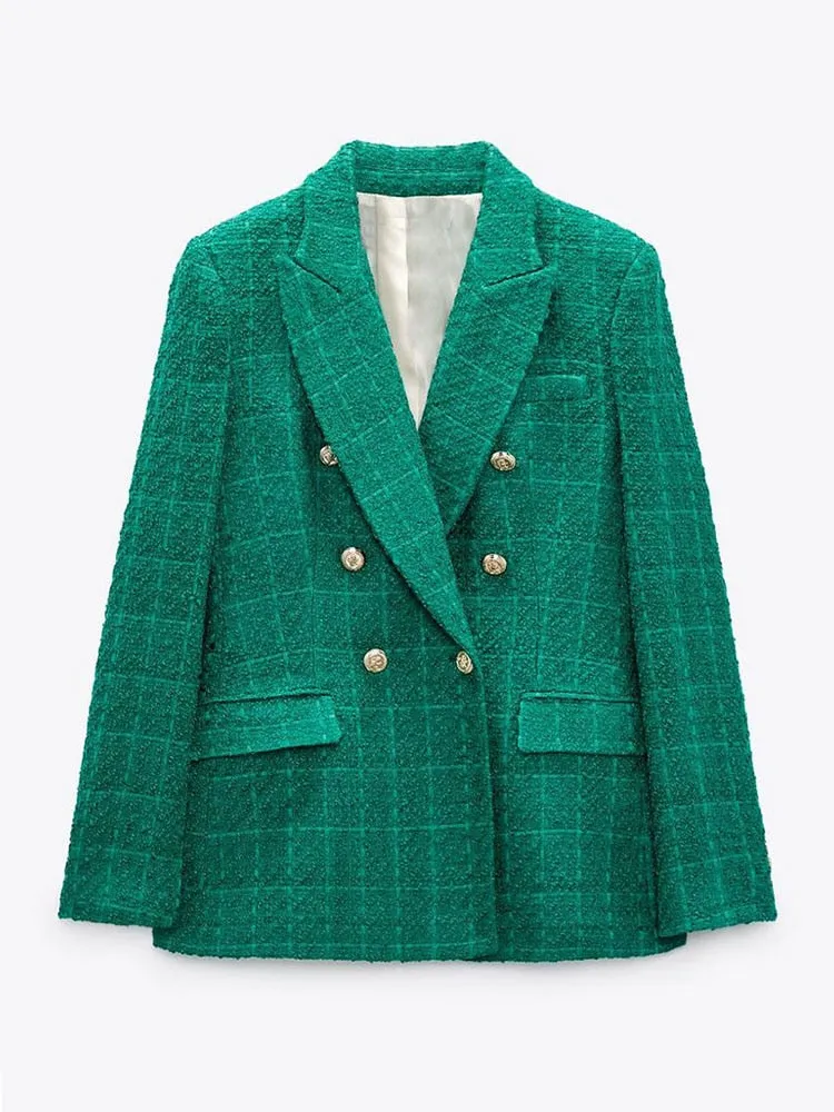 DressBetty - Double Breasted Textures Green Blazer