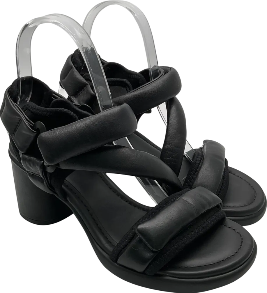 ecco Black Leather Heeled Strappy Sandals UK 4 EU 37 