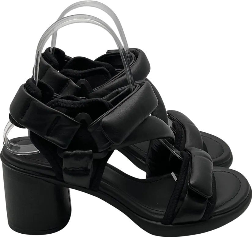 ecco Black Leather Heeled Strappy Sandals UK 4 EU 37 