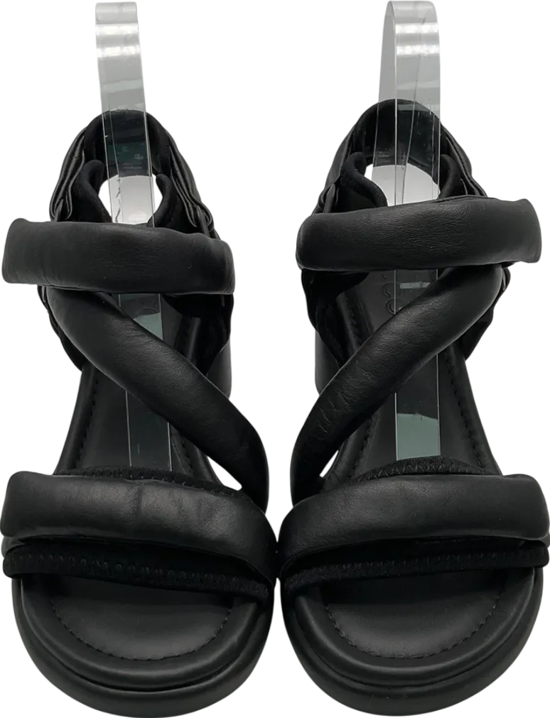 ecco Black Leather Heeled Strappy Sandals UK 4 EU 37 