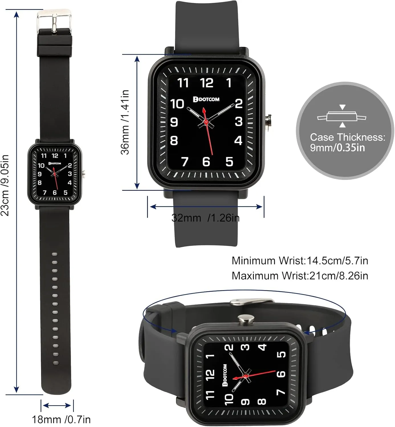 Edillas Kids Watch Analog for Girls Boys, 50M Waterproof Children Quartz SquareWristwatches for Kids, Students with Soft Silicone Strap, Easy to Read Learn time Presents
