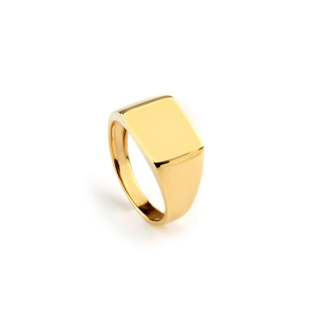 Elegant jewel box Unisex Square signet ring in solid Gold 9k, 14k, & 18k, Custom engraved chevalier ring, Custom Initial signet ring, Personalized Birthday gift, RN361