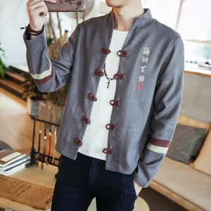 Embroidered cotton cardigan coat