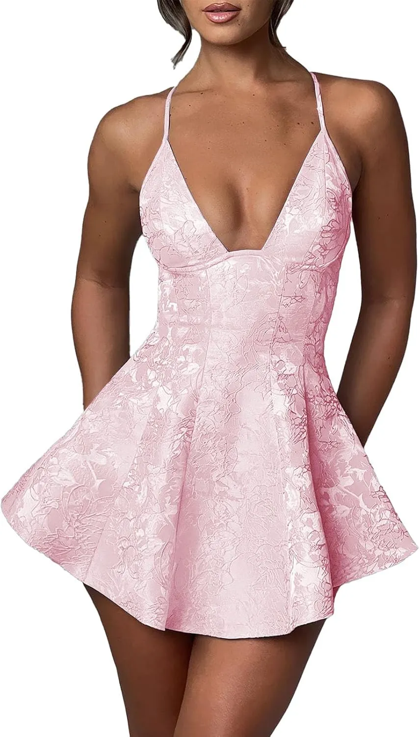 Embroidery Satin Short Homecoming Dress for Teens Halter V Neck Prom Dress A Line Mini Party Cocktial Gowns