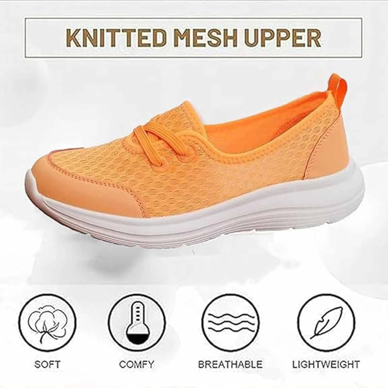 Enjerr Orthopedic Shoes Womens, Lightweight Knitted Shoes, Slip On Sneakers Comfortable Breathable Comfort