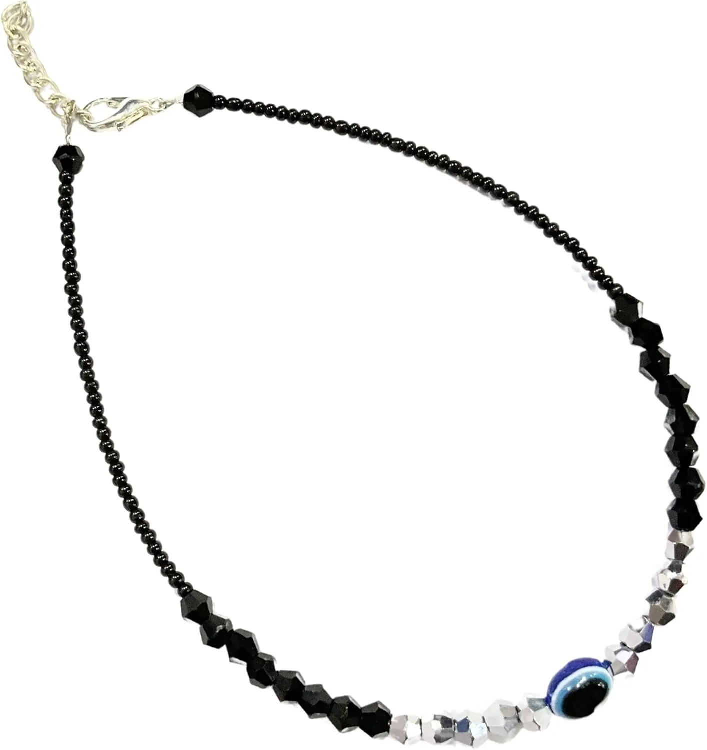 Evil Eye Anklet Bracelet Handmade Black Bead Crystal Adjustable Foot Jewelry Waterproof Chain Anklets Jewelry Gifts for Her Women Mom Wife Girlfriend Summer Beach