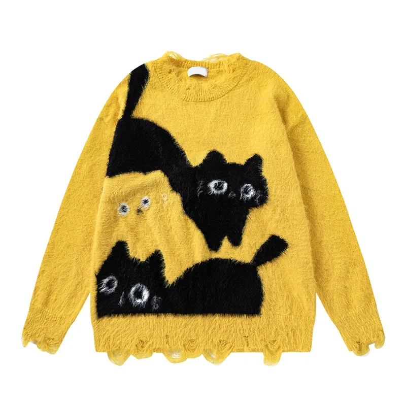 Faire Echo Autumn Retro Cat Sweater