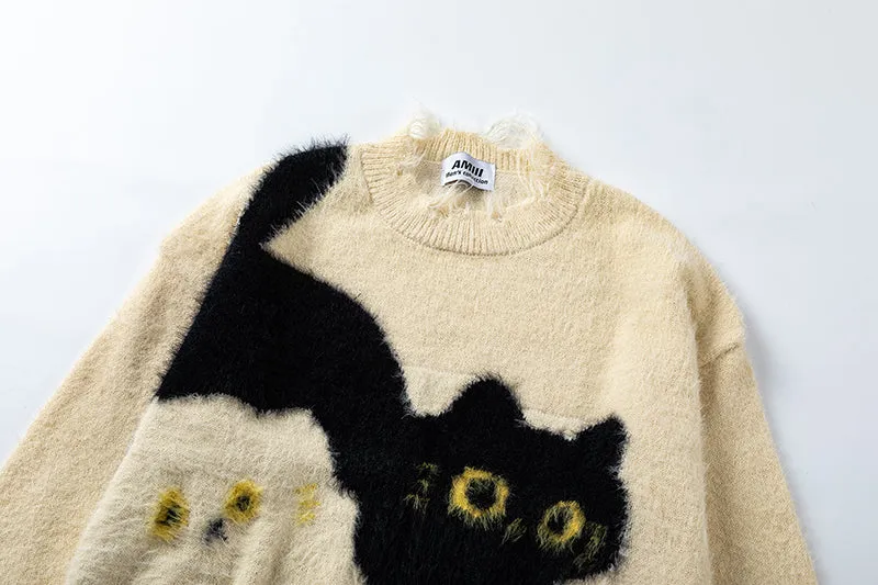 Faire Echo Autumn Retro Cat Sweater